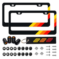 omlkibo front view license plate frame showing tri-color look and stylish protection