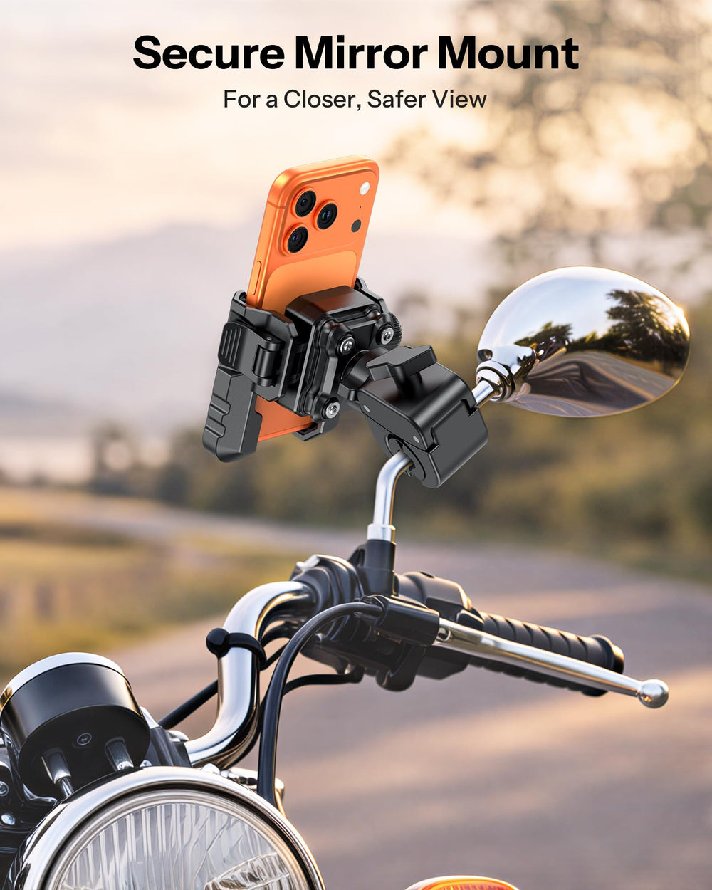 OMOTON BK01 on bike with rider using navigation for safe route guidance