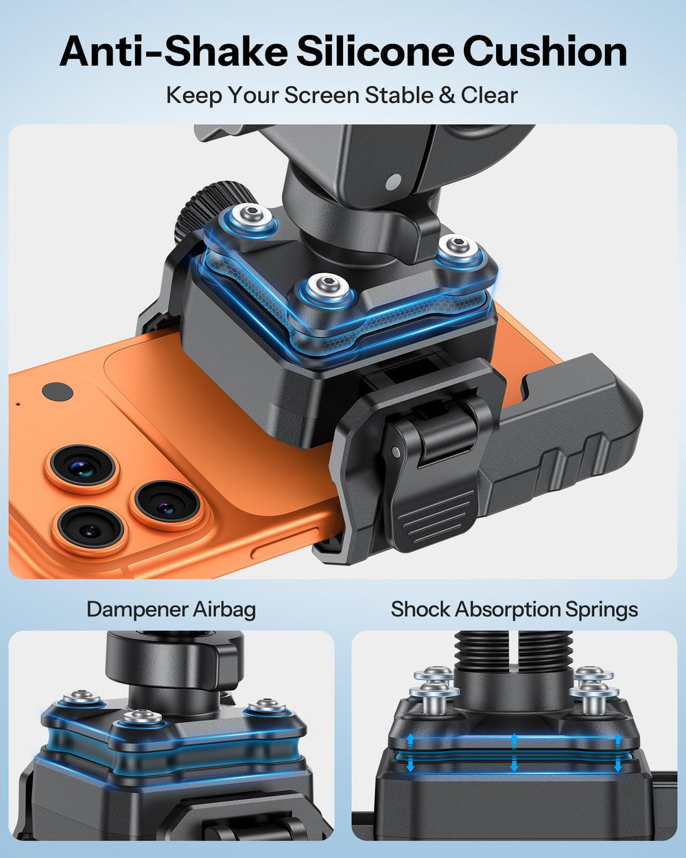 OMOTON BK01 quick-lock button being pressed for one-handed release benefit