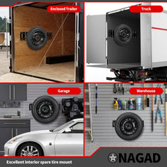 ONAGAD mounted in a trailer with spare tire showing organized cargo space