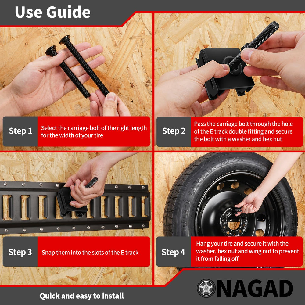 ONAGAD scale comparison with tire showing how mount saves floor space and secures wheel