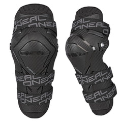 O'NEAL knee guard front view shows protective shell and breathable ventilation
