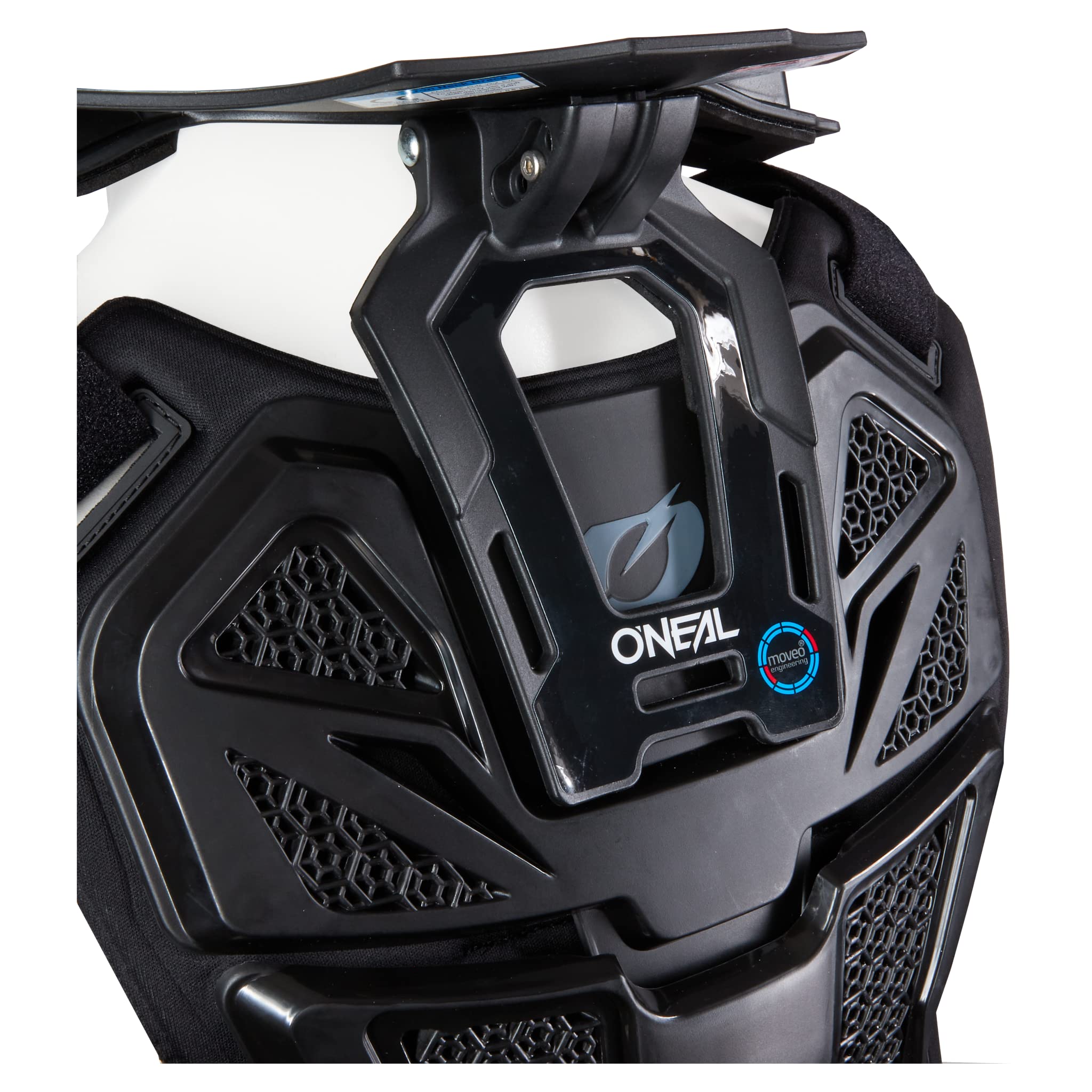 O'NEAL detached front and back panels demonstrating modular coverage options