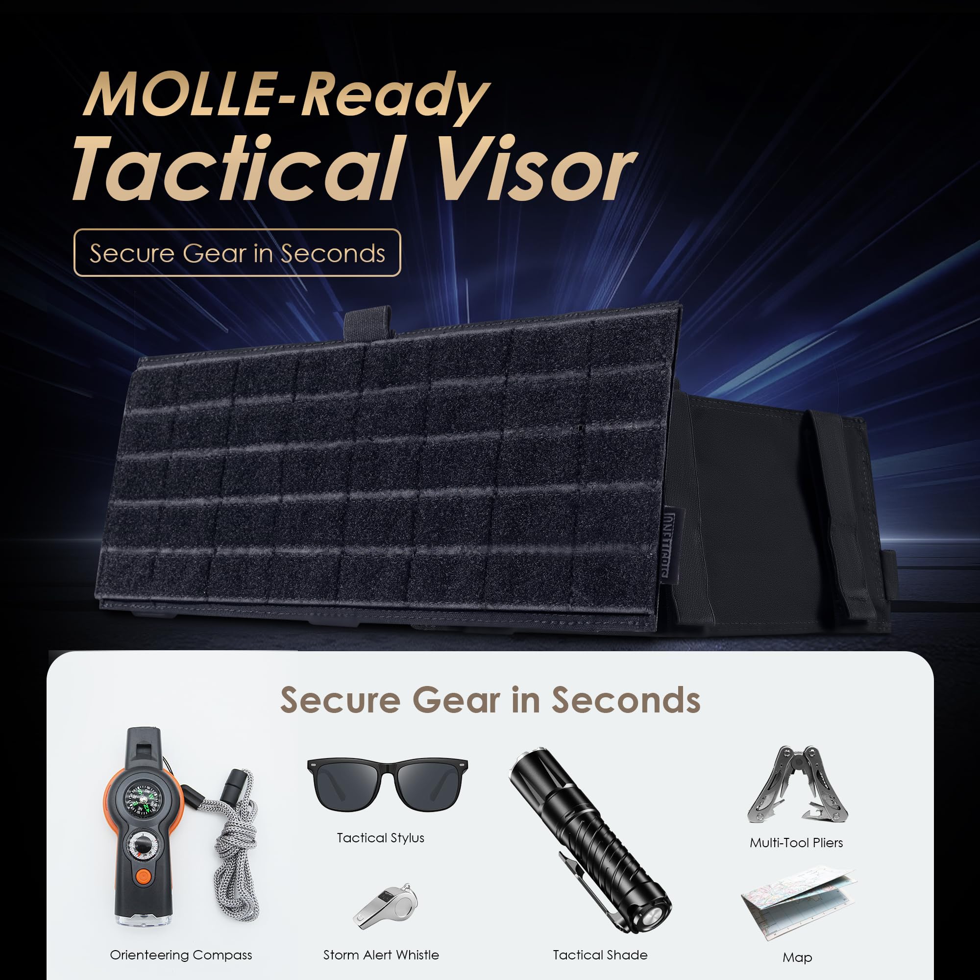 ONETIGRIS installed on sun visor from driver perspective for clear windshield visibility