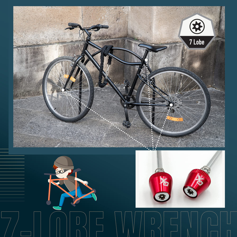 ONIPAX installed on mountain bike front wheel for theft deterrence