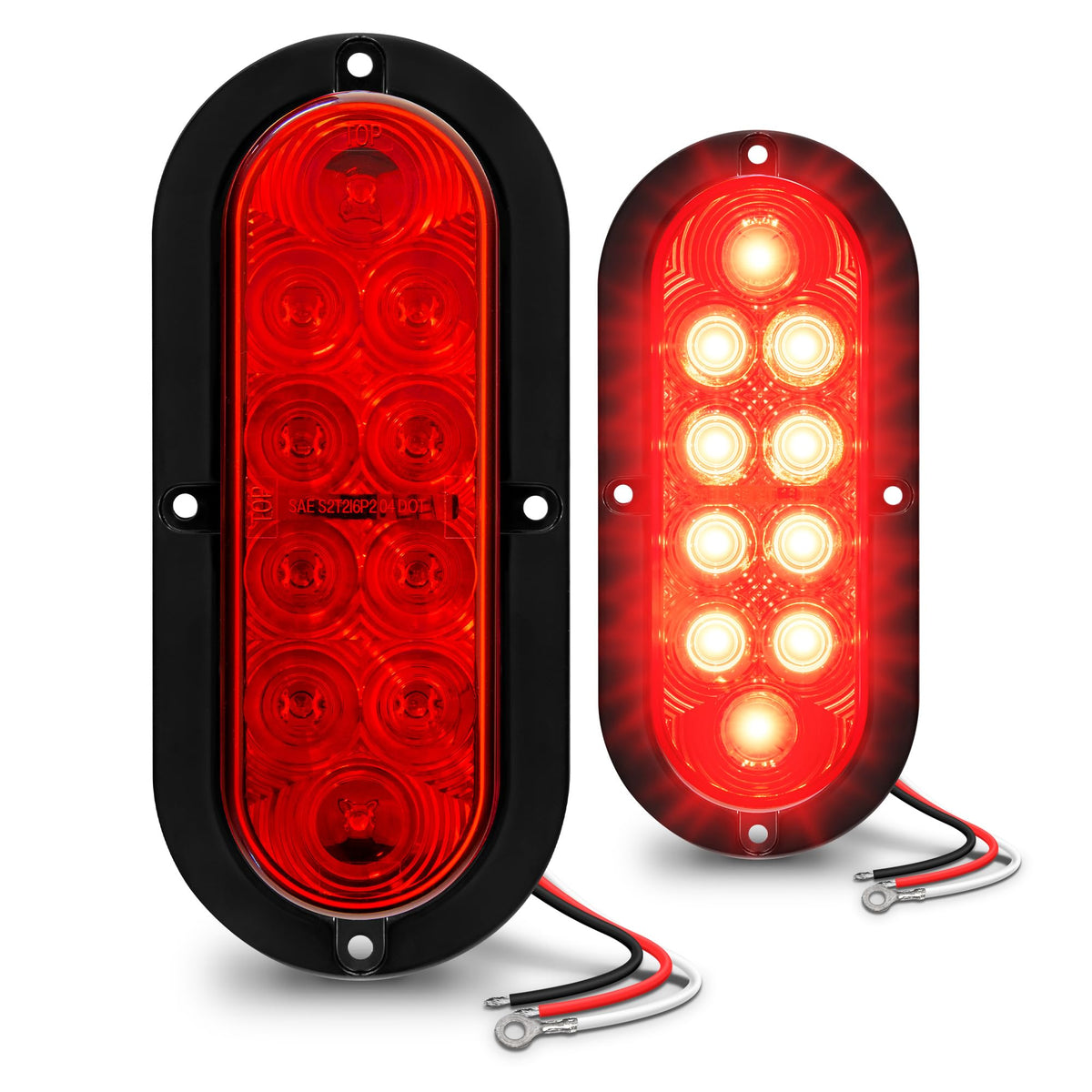 ONLINE LED STORE TRUE MODS front view showing red oval lens for clear visibility