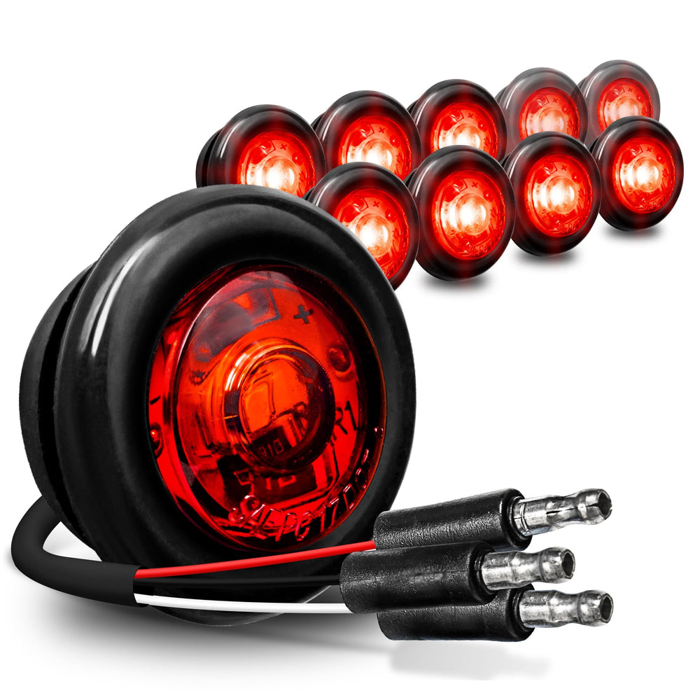 ONLINE LED STORE True Mods front view showing bright red lens and visibility benefit