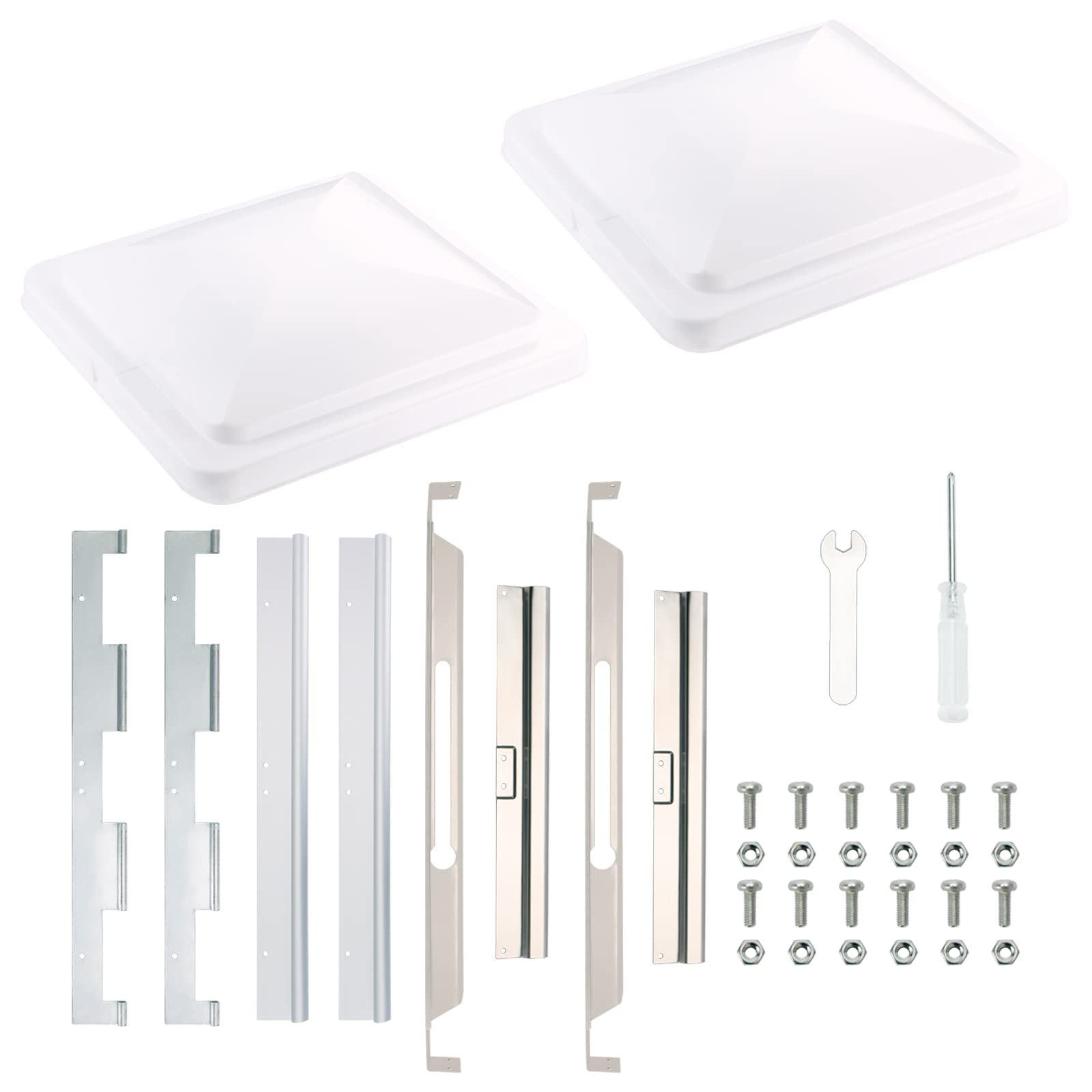 ONLTCO front view of white 14x14 vent lid showing clean fit and finish for easy replacement