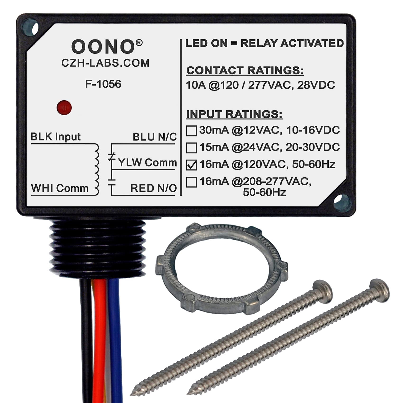 OONO front view relay module showing enclosure and benefit of protected housing