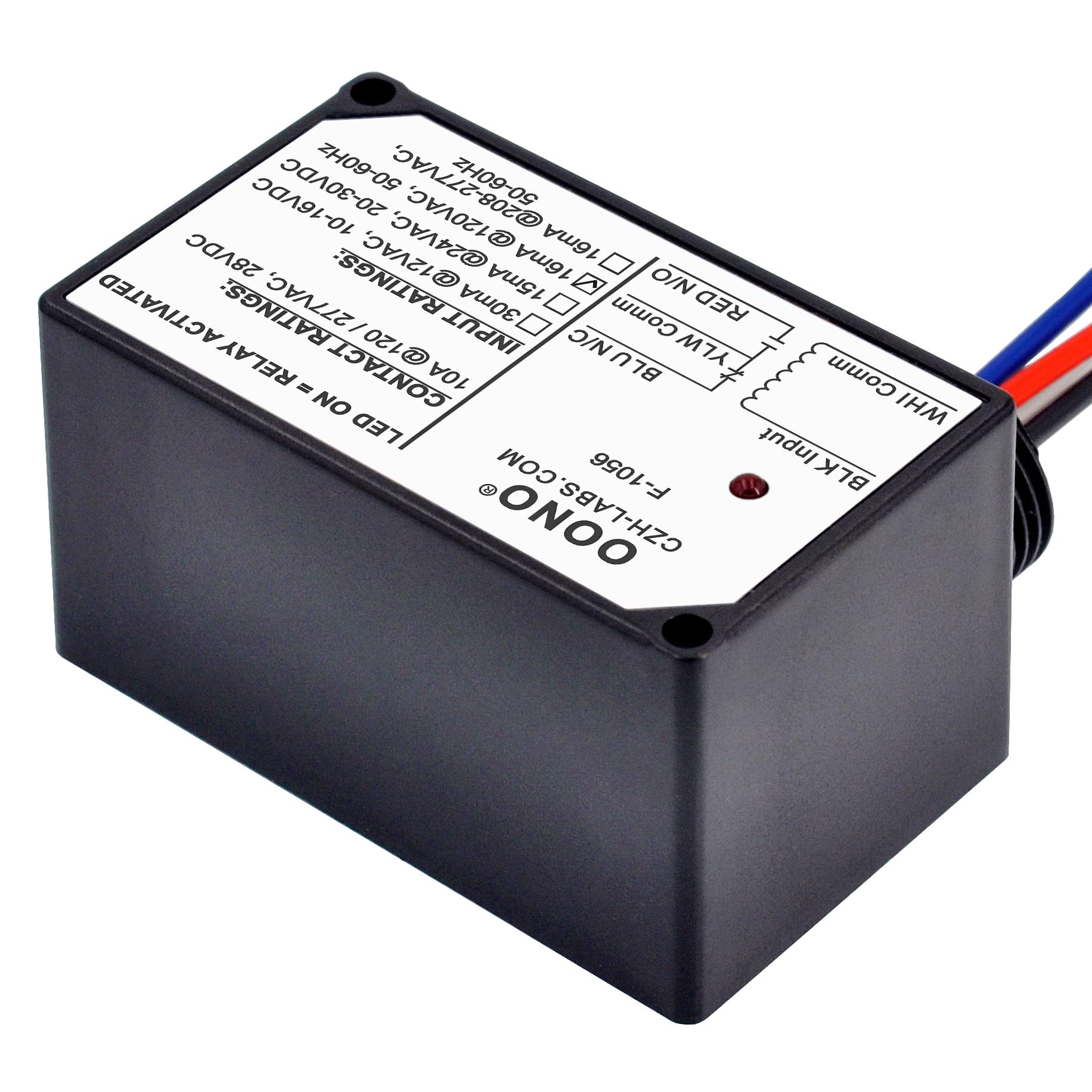 OONO relay beside ruler showing compact size for space-saving installations