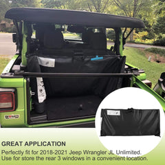 Opall open bag with three slots holding each rear soft-top window safely