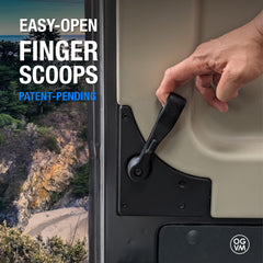 OpenGlass Promaster handle close-up of textured glass-reinforced nylon for durable feel