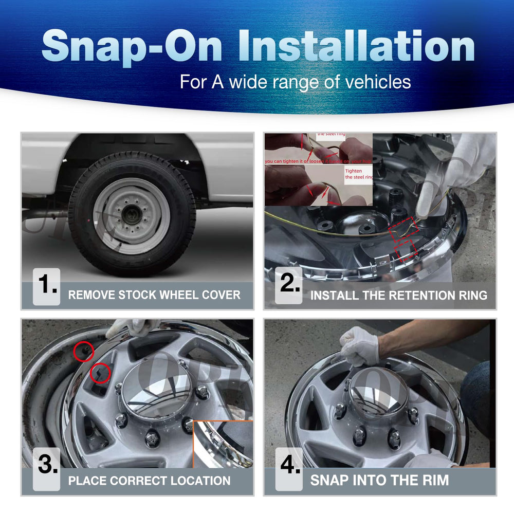 OPKOURE four hubcaps packaged together for complete van wheel refresh