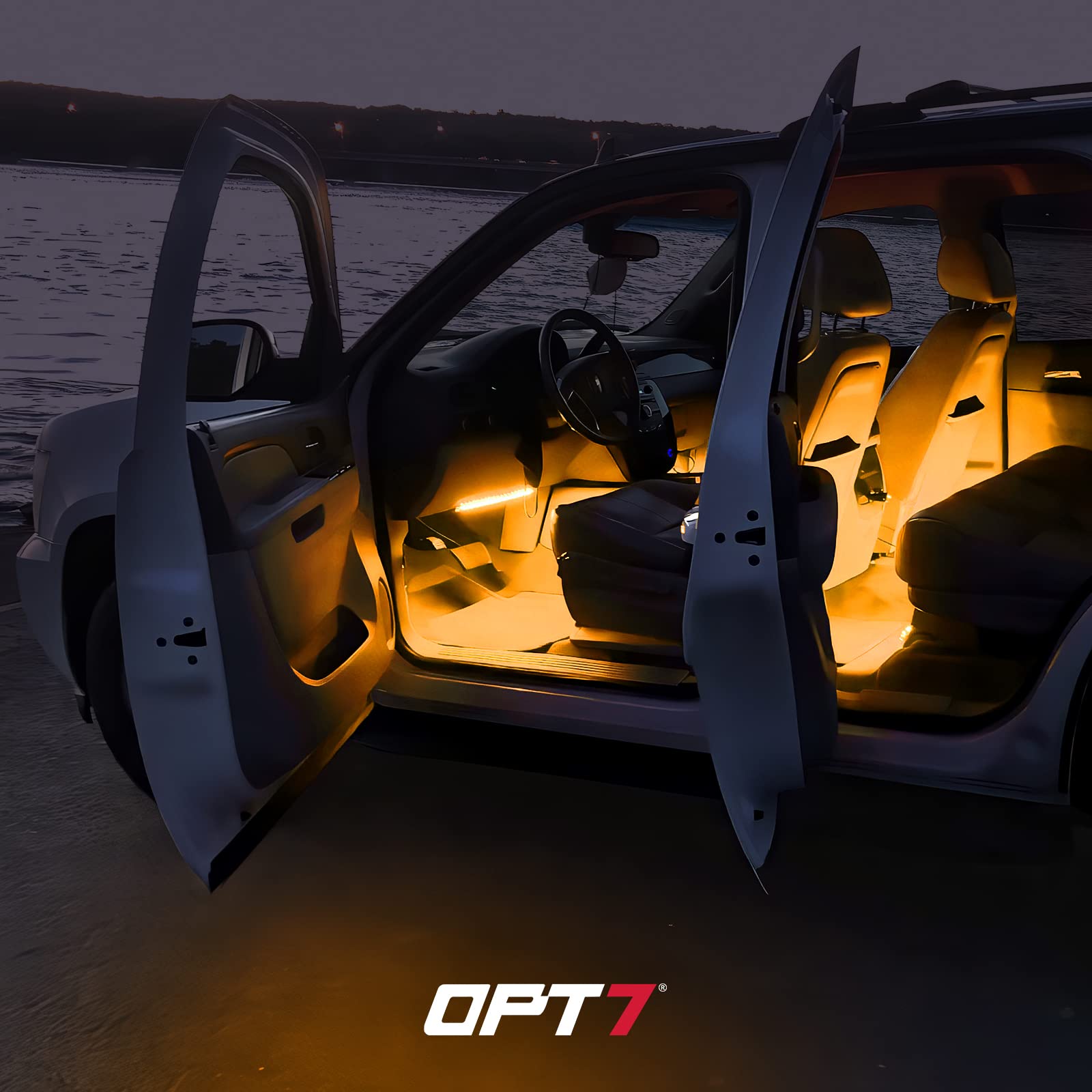 OPT7 Aura LED strip close-up showing flexible strip texture and durable waterproof coating