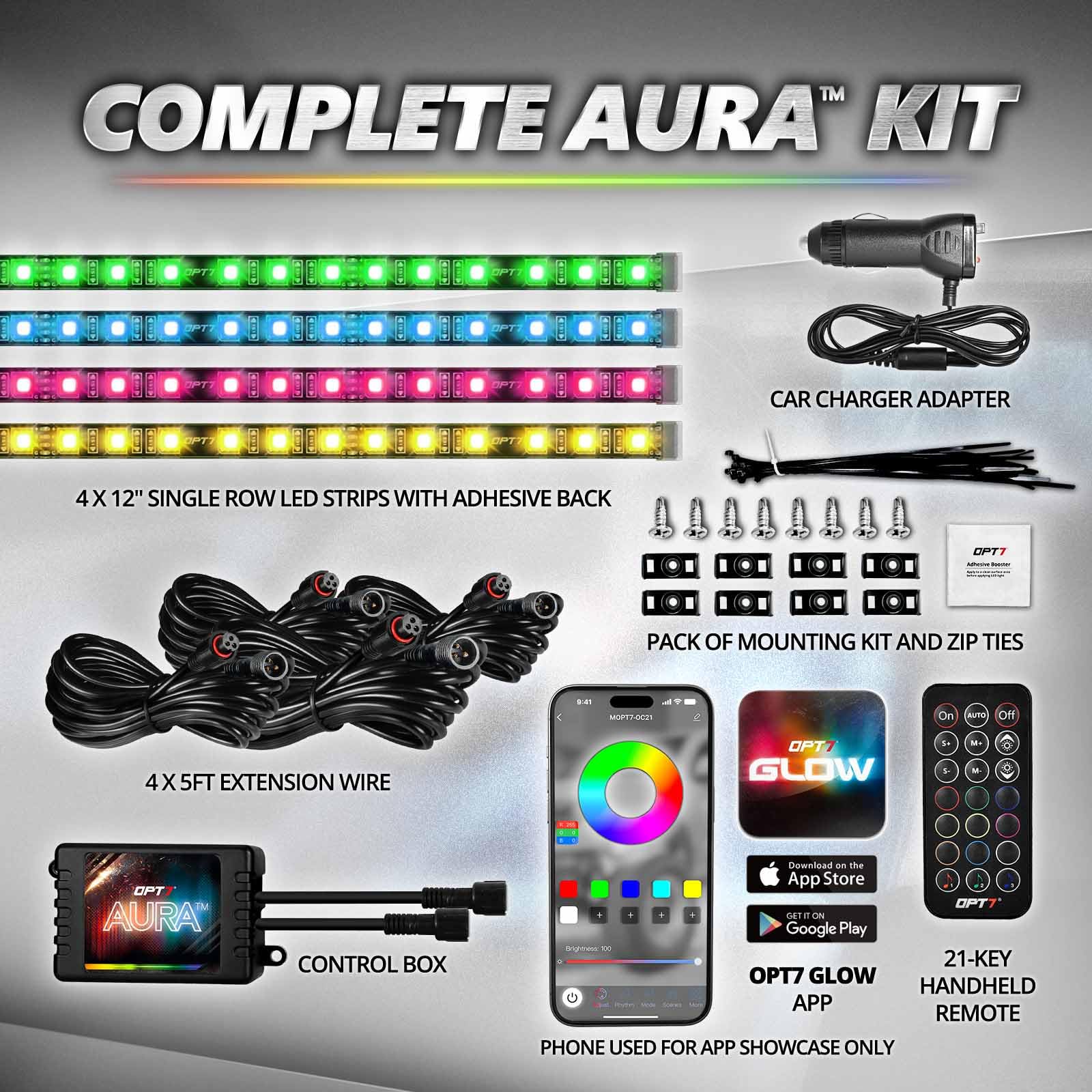 OPT7 lit car interior at night creating mood lighting and safer visibility