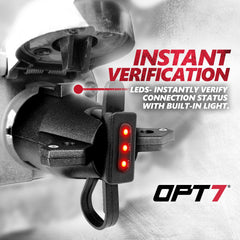 OPT7 rust-resistant prongs detail demonstrating durable contacts and long-lasting reliability