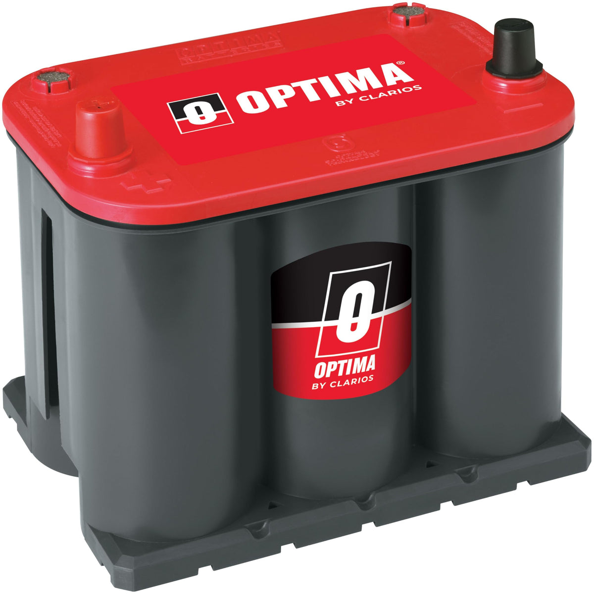 OPTIMA REDTOP 25 front view showing red top and rugged housing for reliable starting
