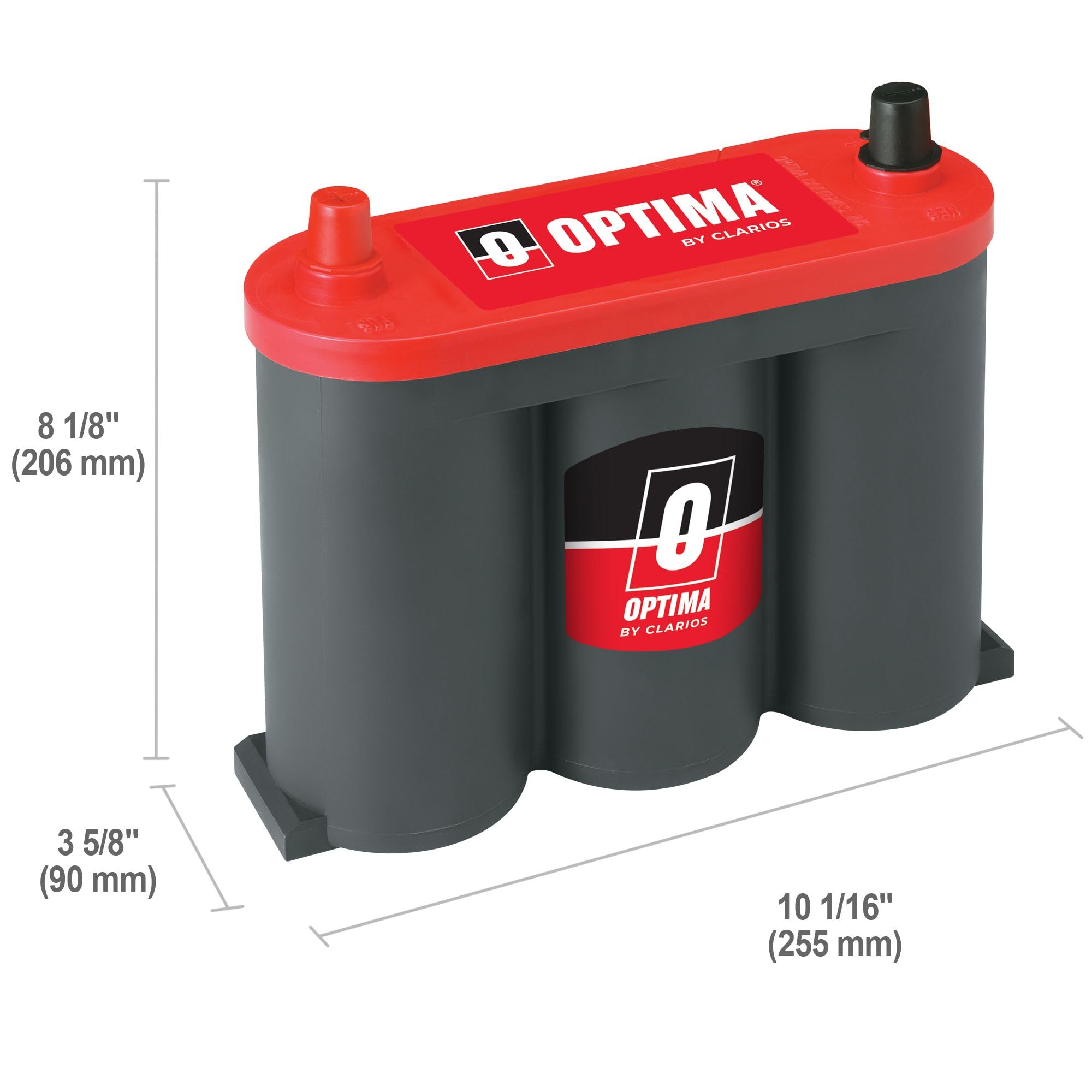 OPTIMA REDTOP 6V top label close-up showing specifications for easy reference