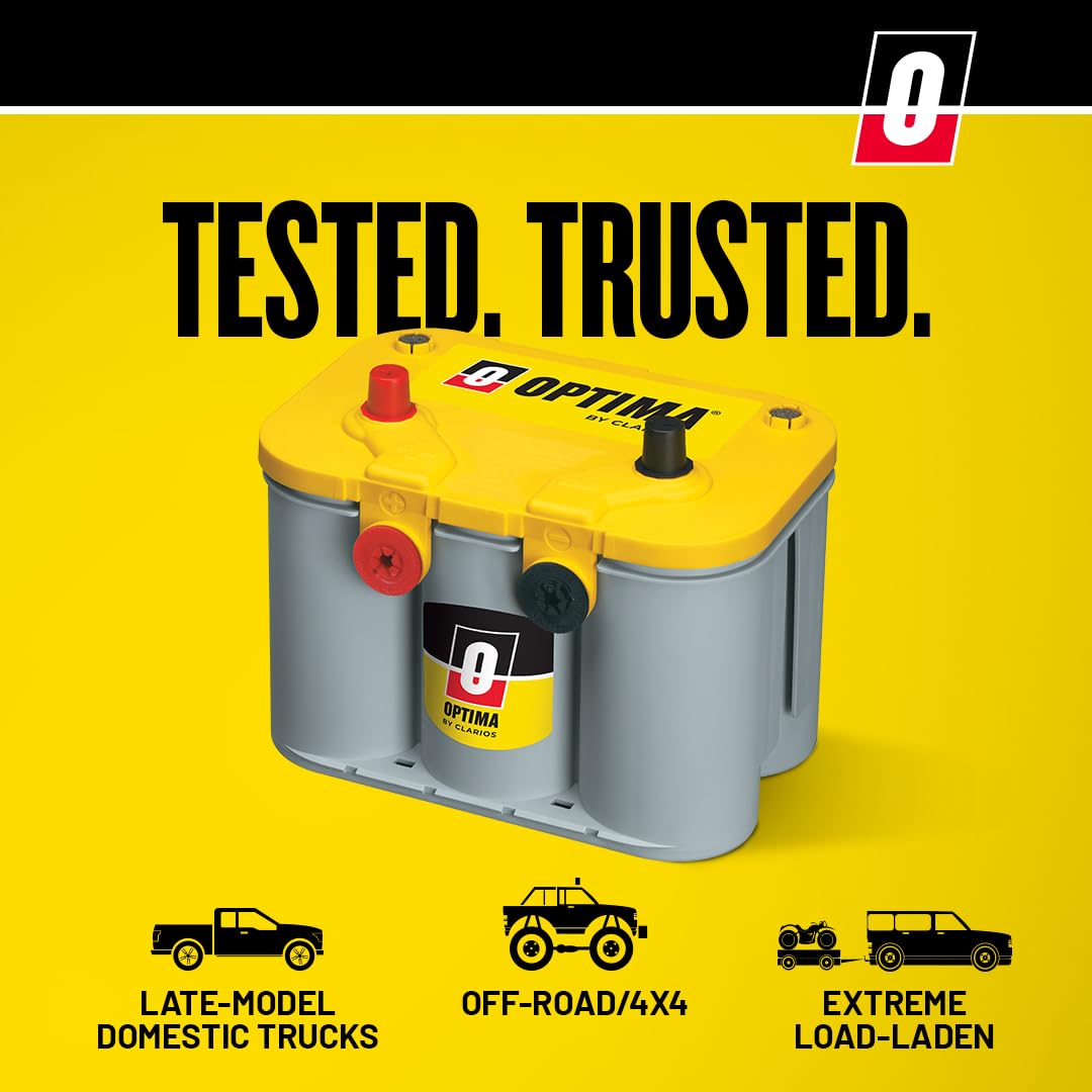 OPTIMA YELLOWTOP side dimensions scale showing compact size benefit for fitment