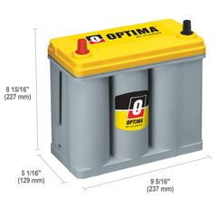 OPTIMA YELLOWTOP terminal detail showing SAE post and secure connection benefit