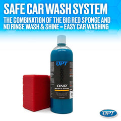 Optimum Big Red Sponge close-up showing soft, absorbent texture for safe dirt removal