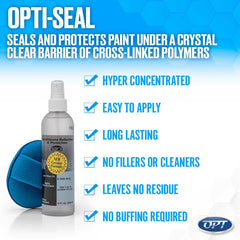 Optimum Opti-Seal thin polymer haze on paint demonstrating easy buffing benefit