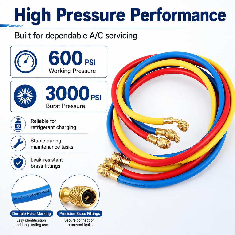 Oralys red blue yellow hoses color coded for quick, accurate pressure connections