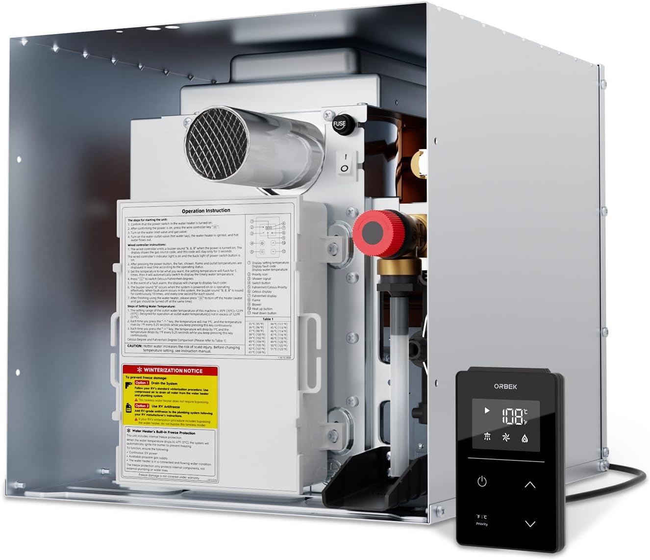 Orbek front panel view showing compact design and easy access for maintenance