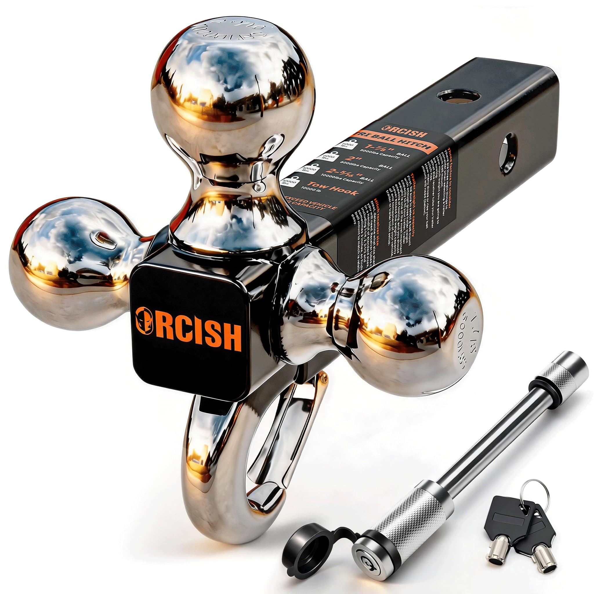 ORCISH front view assembled showing tri-ball mount and tow hook benefit versatility