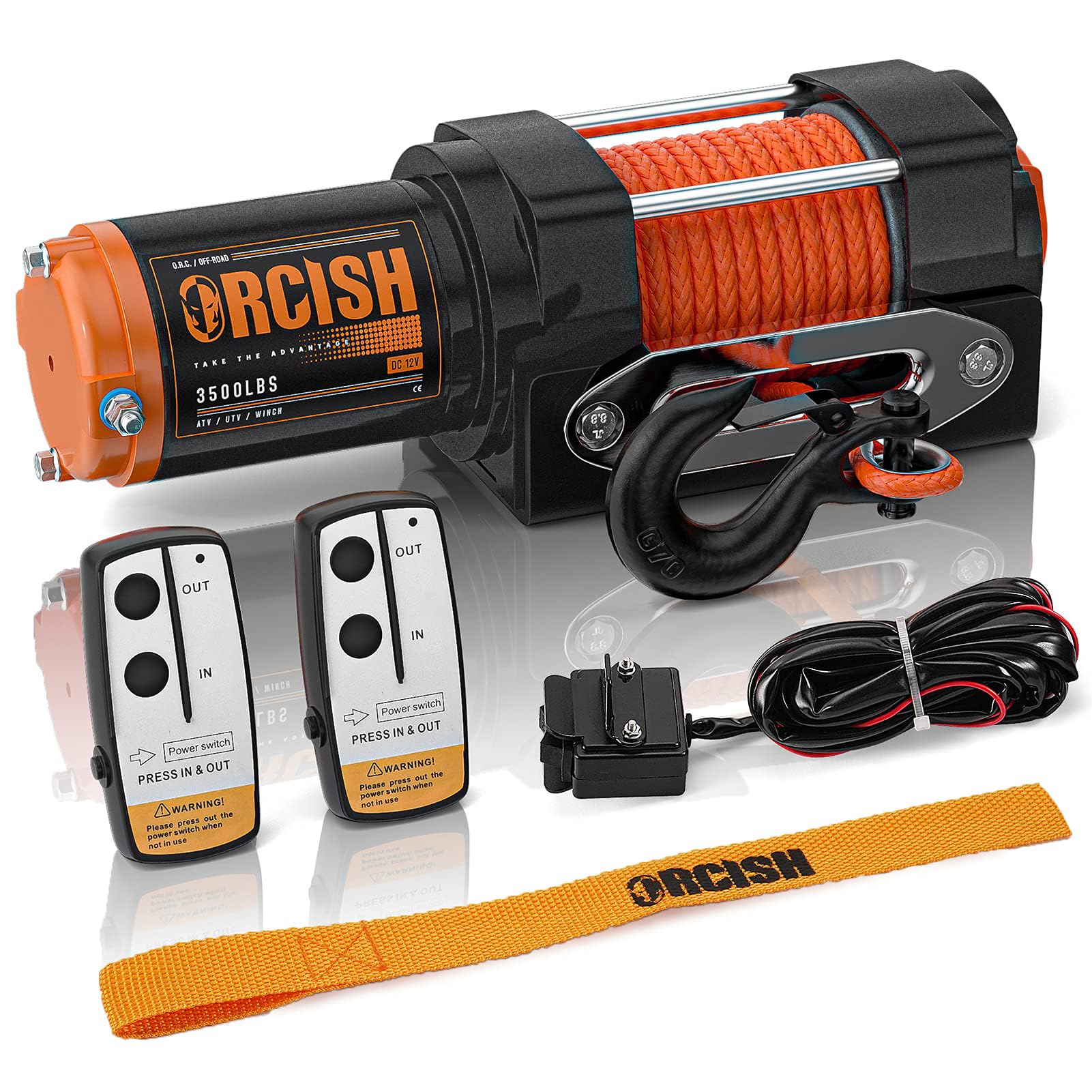 ORCISH front view of winch mounted on ATV showing build and quick install benefit