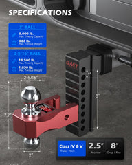 Orion Motor Tech adjustment mechanism illustrating 8-inch height versatility