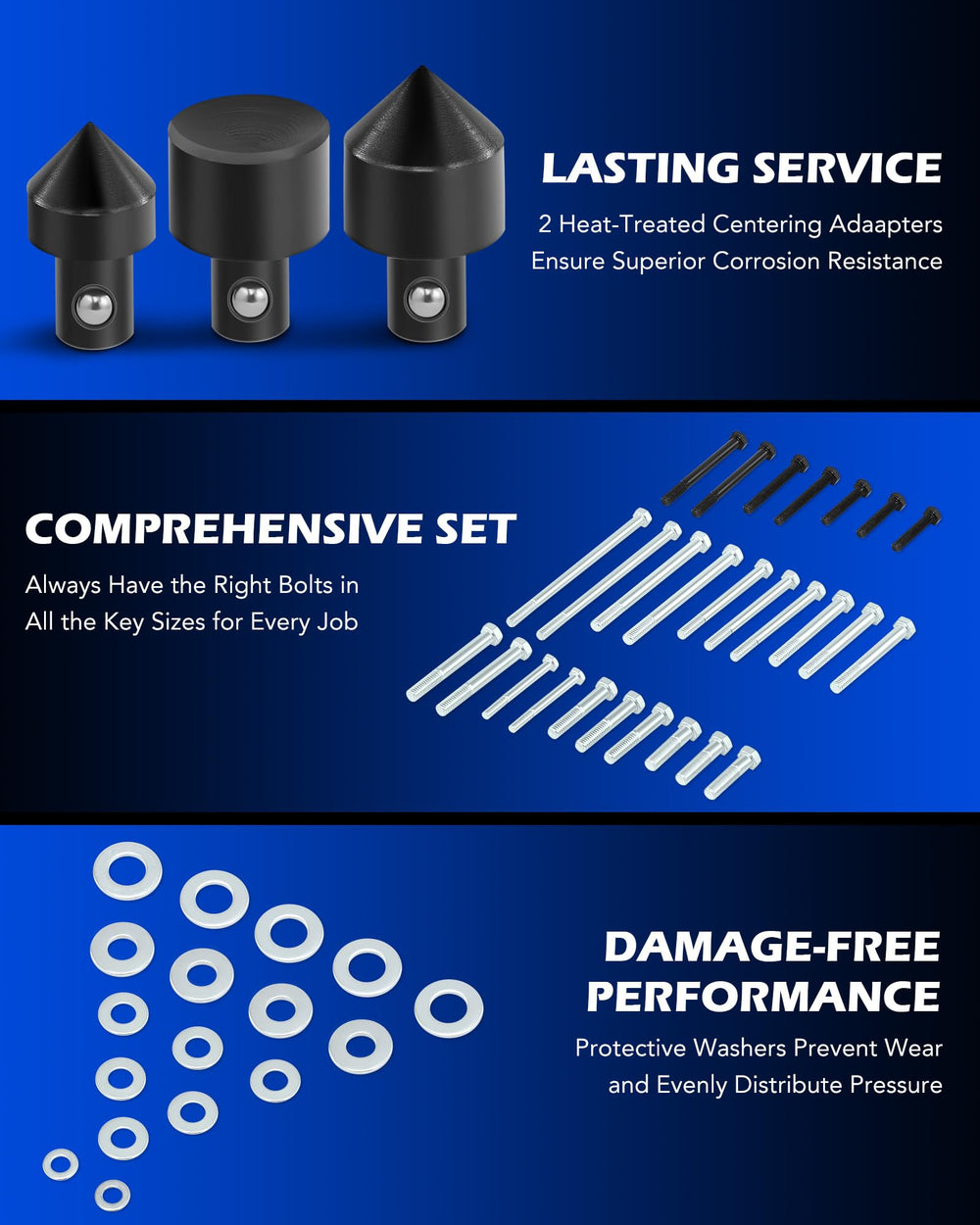 Orion Motor Tech bolts array with multiple sizes showing wide compatibility across vehicles