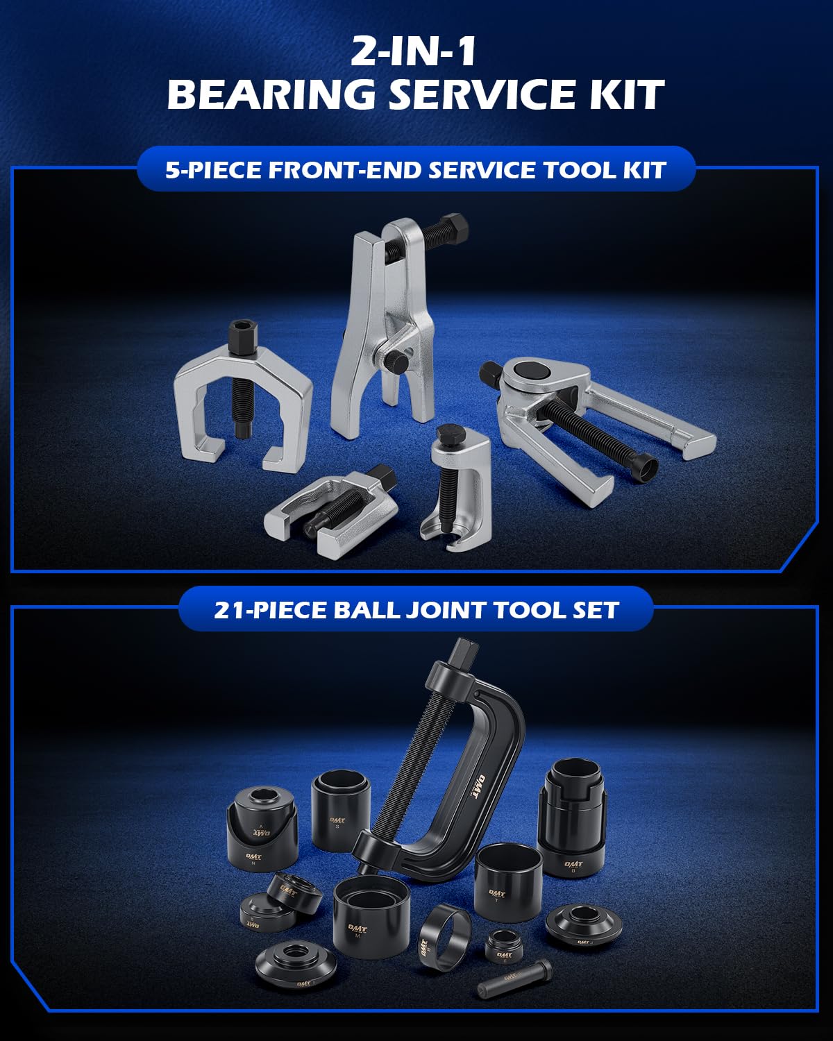 Orion Motor Tech C-frame and forcing screw ready to apply controlled pressure and prevent damage