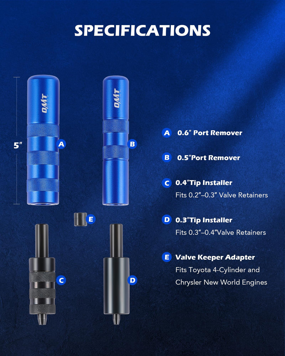 Orion Motor Tech dual-ended lapping tools detail for precise valve seat polishing