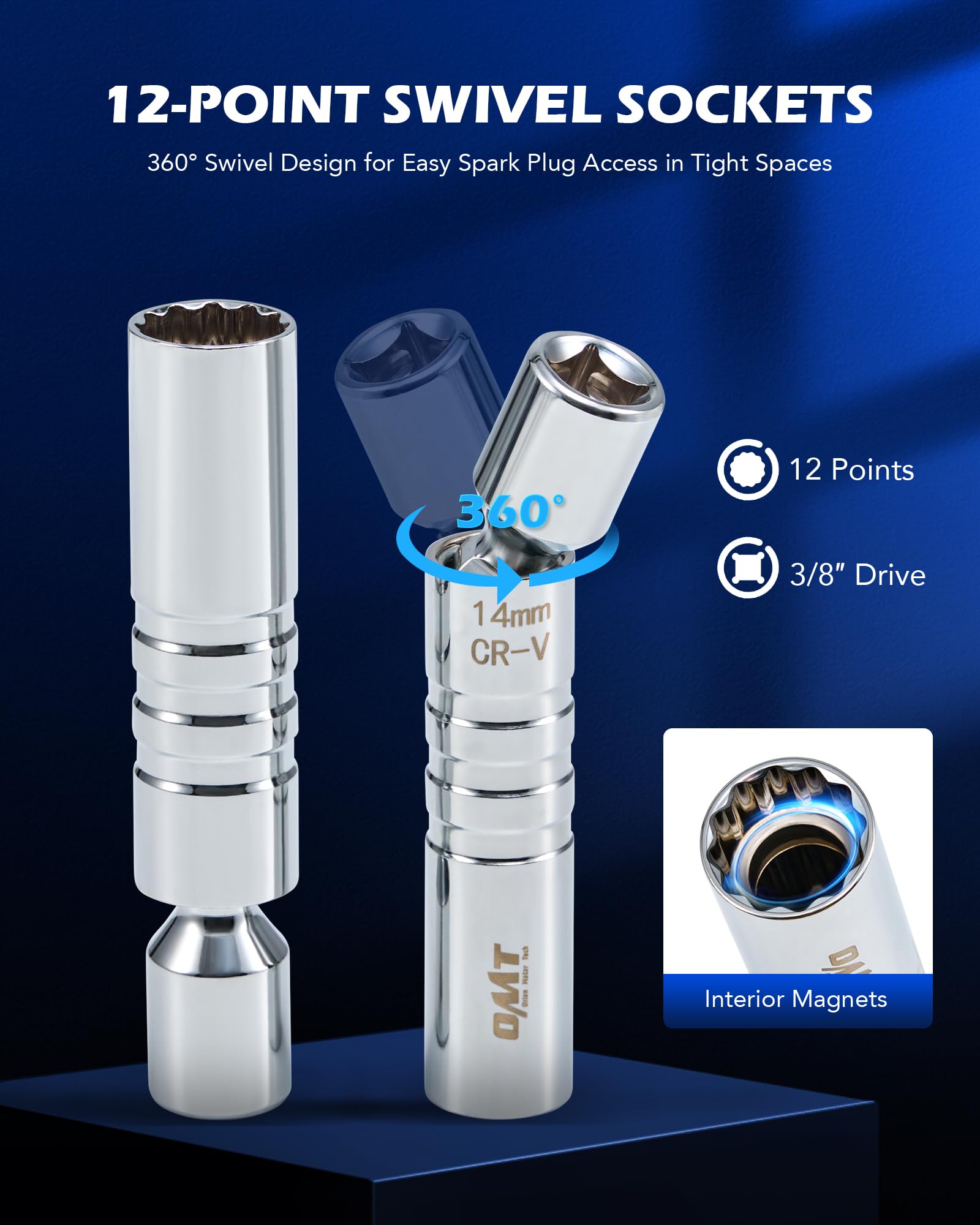 Orion Motor Tech hex sockets lined up showing sizes for high-torque fastener removal