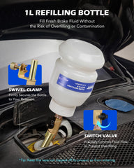 Orion Motor Tech hose connected to caliper in use demonstrating clean fluid extraction