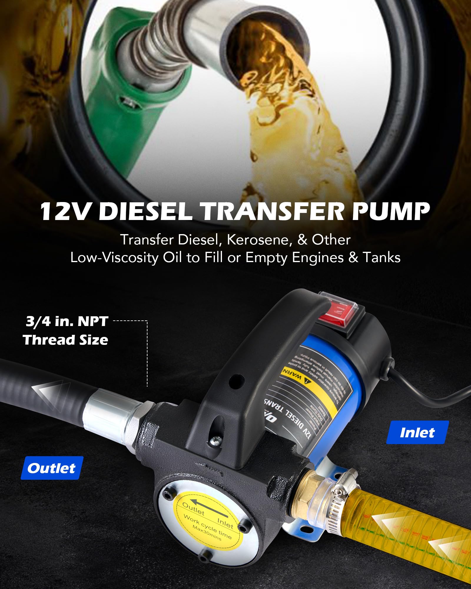 Orion Motor Tech inlet and discharge hoses with fittings for quick setup benefit