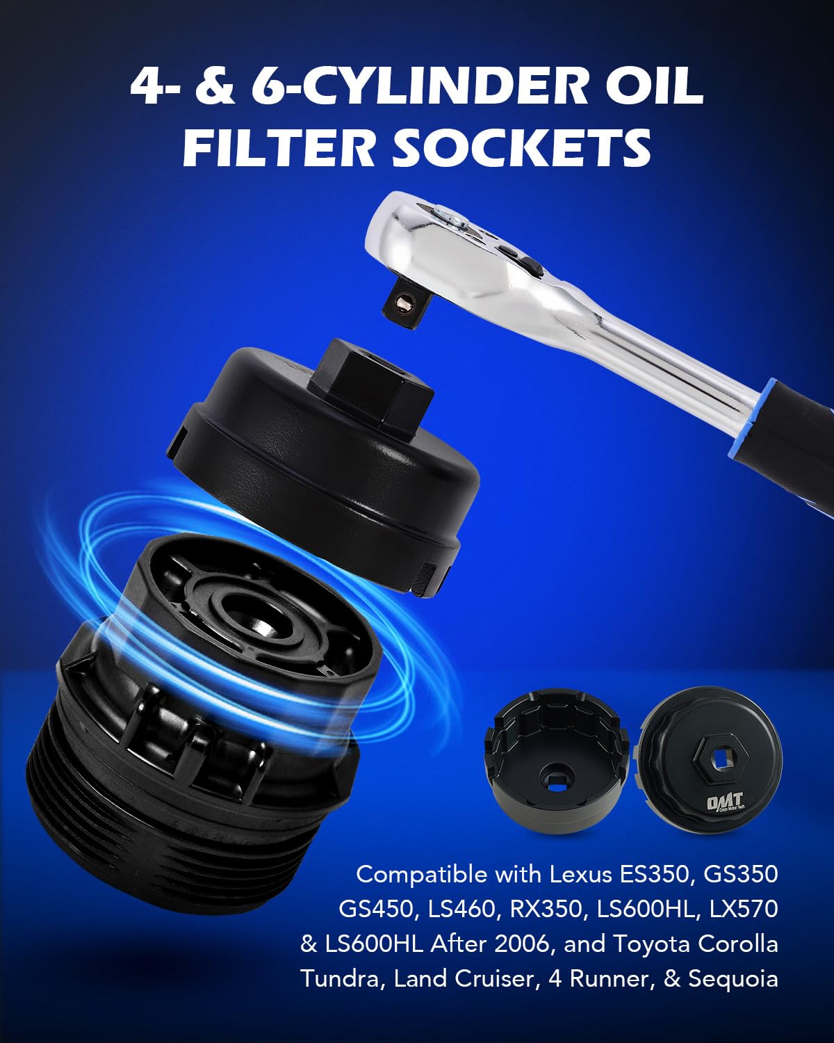 Orion Motor Tech socket engaged on a Toyota canister cap demonstrating easy removal