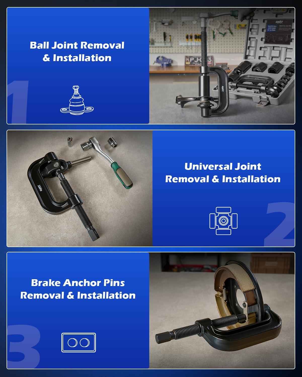Orion Motor Tech kit in use pressing a ball joint to speed removal without removing control arms