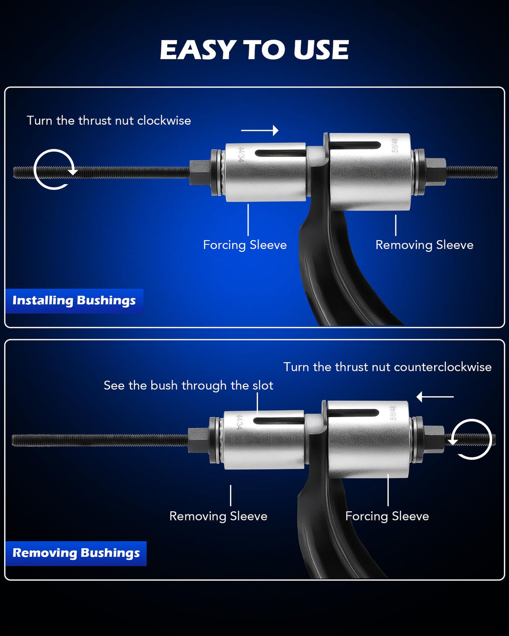 Orion Motor Tech in-use removal of a bushing demonstrating precise control