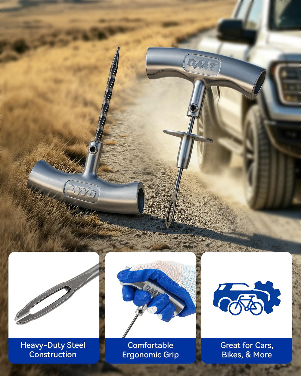 Orion Motor Tech kit in use plugging a car tire to restore mobility