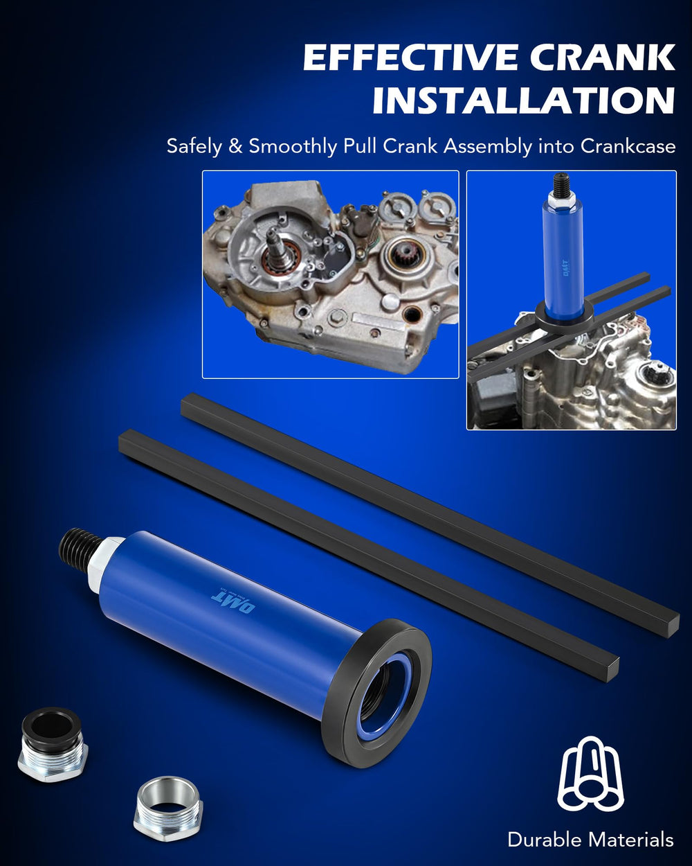 Orion Motor Tech tool in use separating crankcase halves for safer, even pressure and reduced damage risk