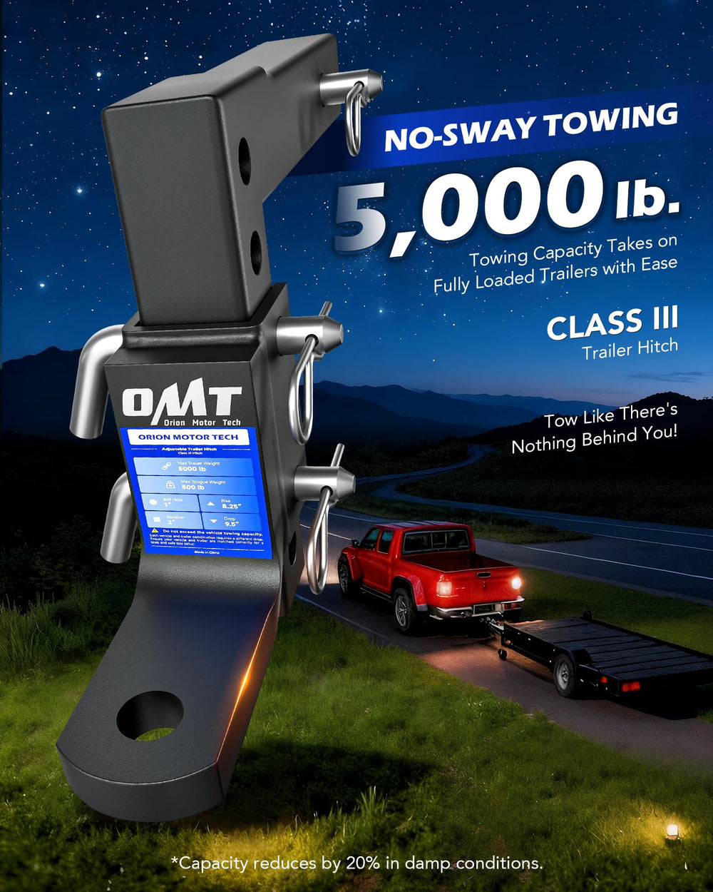 Orion Motor Tech mounted in vehicle receiver for fast installation and safety