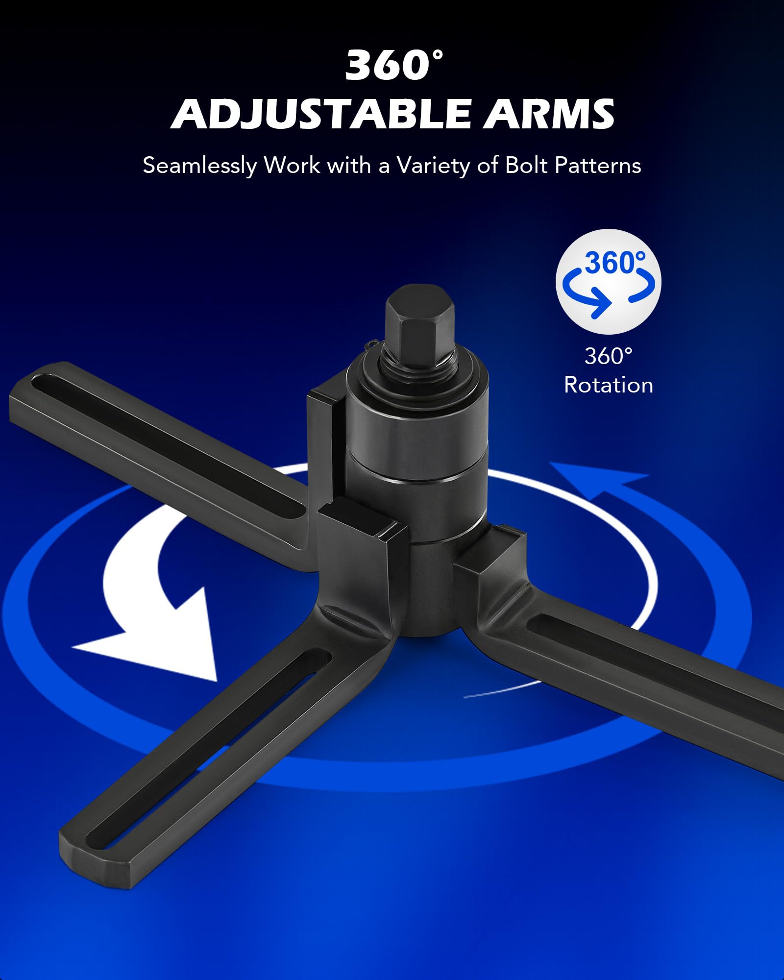 Orion Motor Tech installer pushing crankshaft into case using adapters for accurate alignment and seating