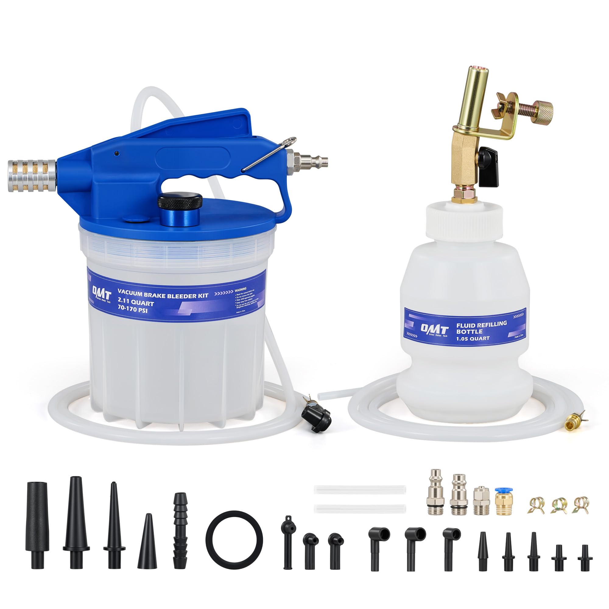 Orion Motor Tech kit assembled front view showing complete bleeder set and easy setup benefit