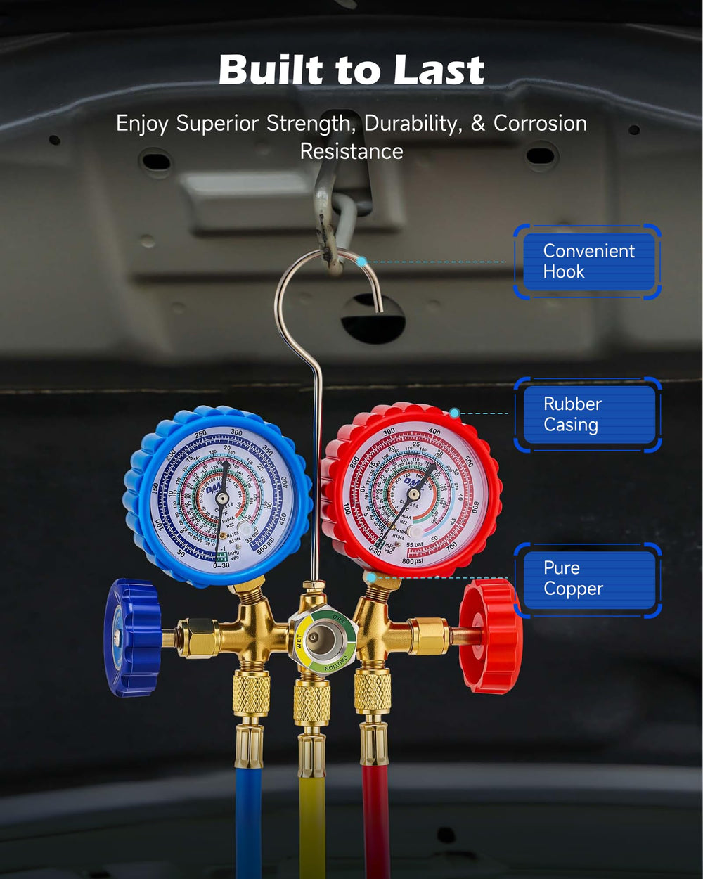 Orion Motor Tech manifold kit staged in garage for professional workflow