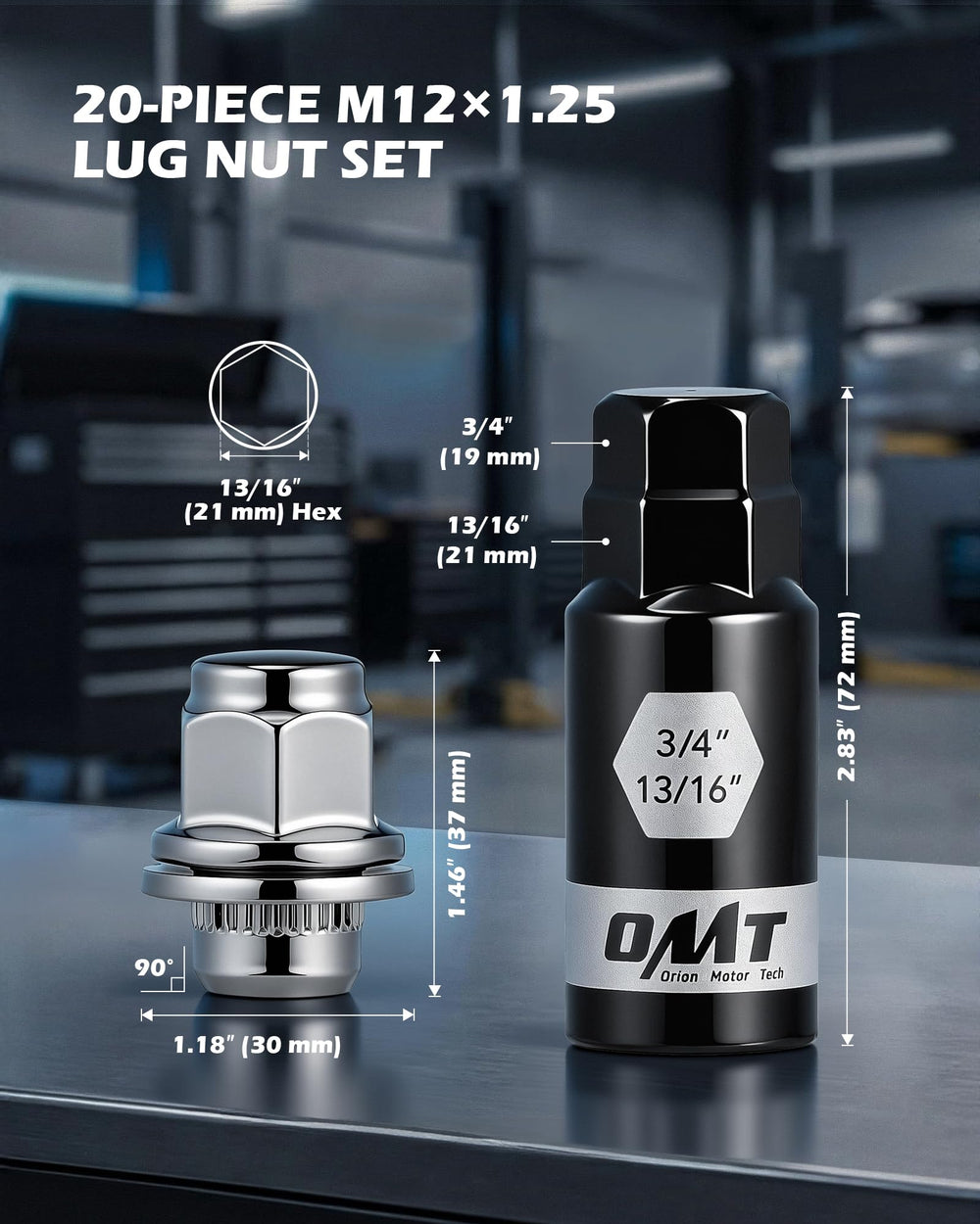 Orion Motor Tech close-up of lug nut threads highlighting precise M12x1.25 fit