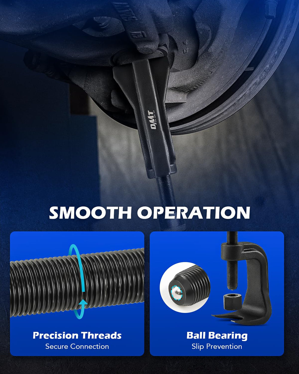 Orion Motor Tech separator installed on suspension demonstrating safe, one-person ball joint removal