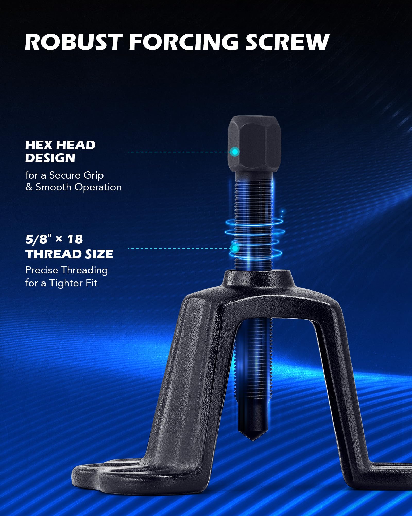 Orion Motor Tech puller engaged with hub demonstrating straight axial pull for bearing protection