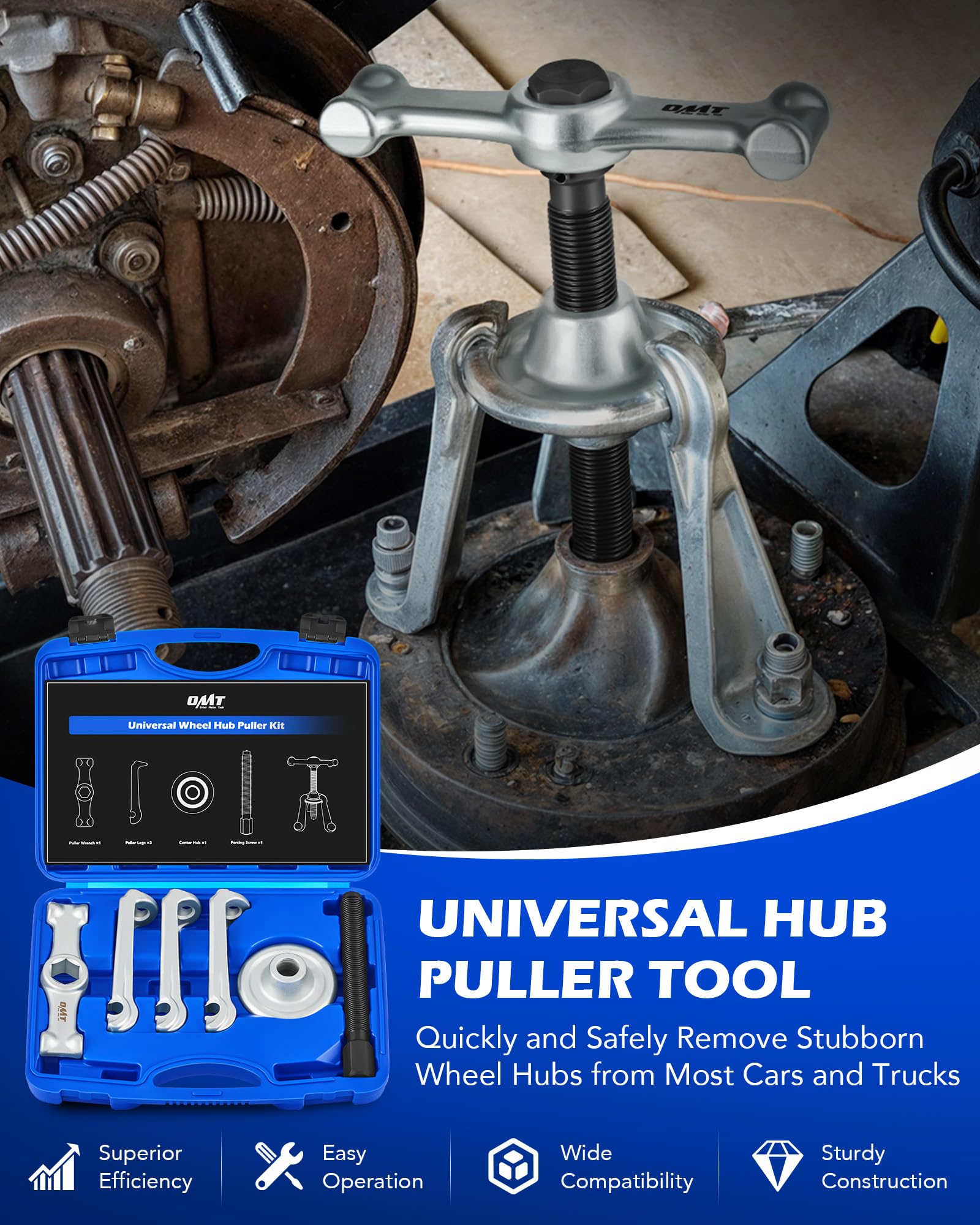 Orion Motor Tech puller legs closeup highlighting adjustable reach and secure grip